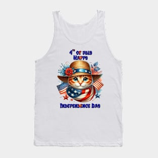 Cat in patriotic hat and scarf Tank Top